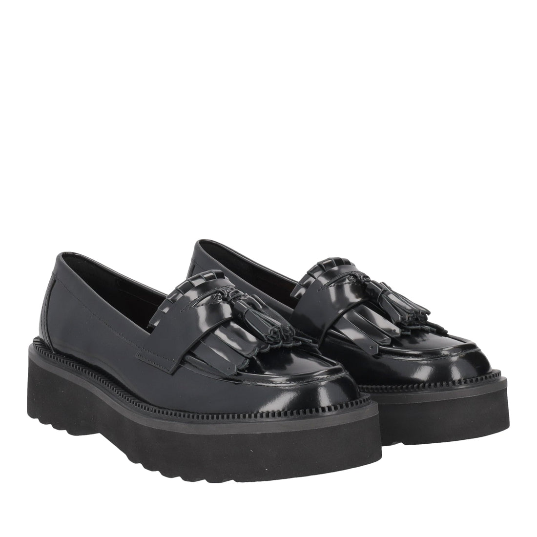 BLACK RILA LEATHER MOCCASIN WITH FRINGES