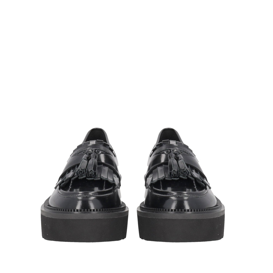 BLACK RILA LEATHER MOCCASIN WITH FRINGES