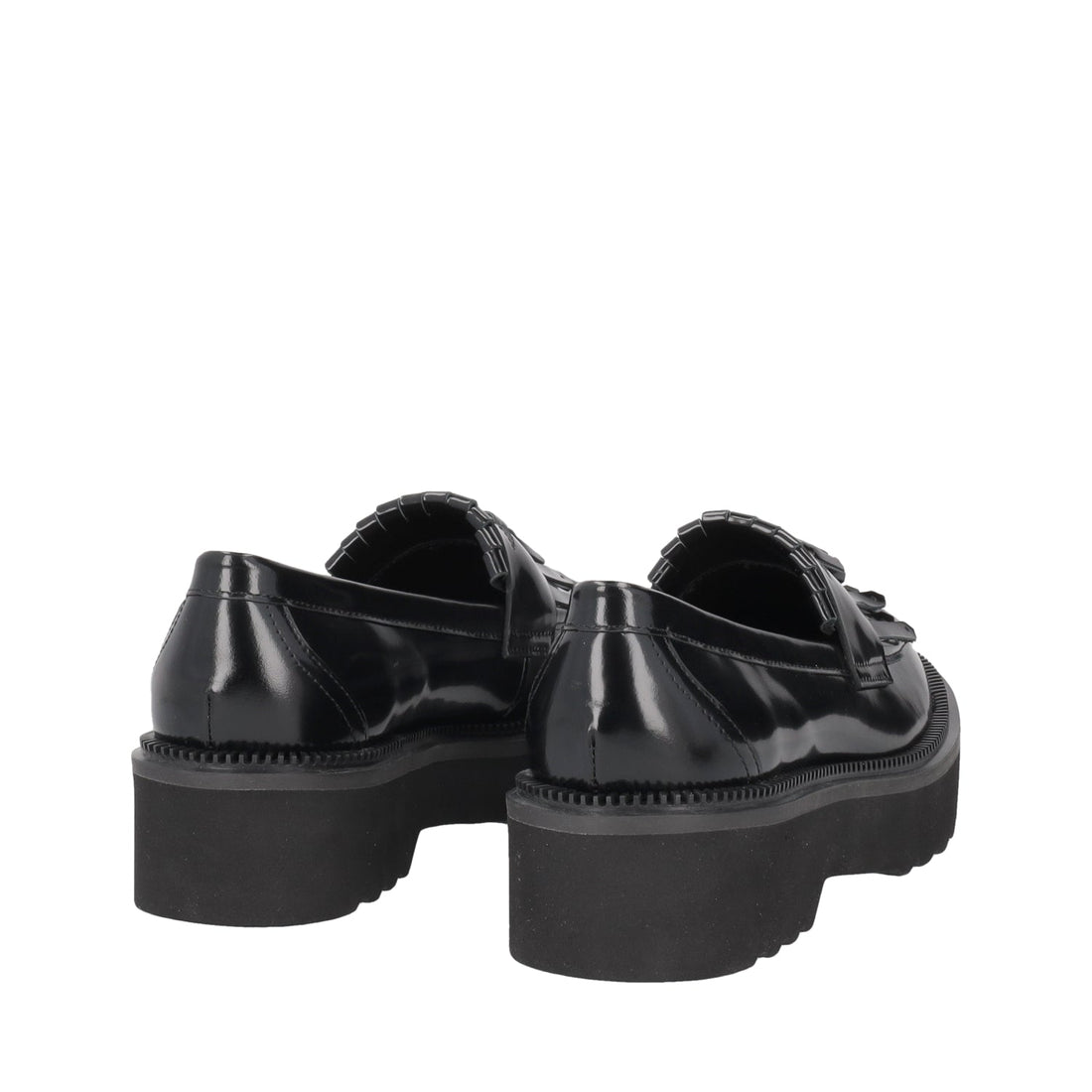 BLACK RILA LEATHER MOCCASIN WITH FRINGES