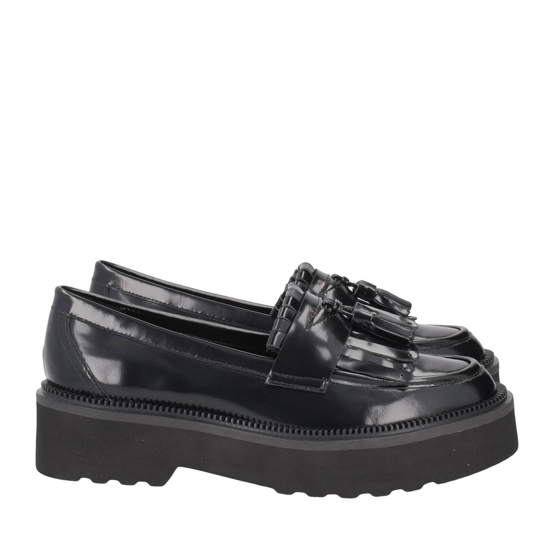 BLACK RILA LEATHER MOCCASIN WITH FRINGES