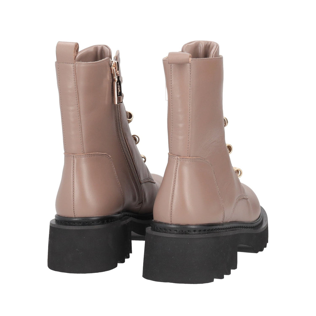 STIVALETTO SHASTA IN PELLE CON ACCESSORIO DORATO COLORE CAFFE'