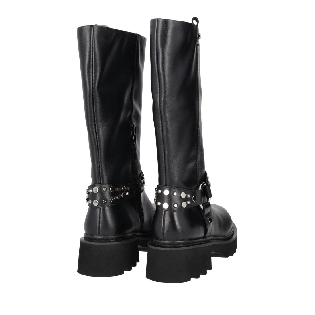 BLACK SHASTA BOOT WITH STRAP AND STUDS