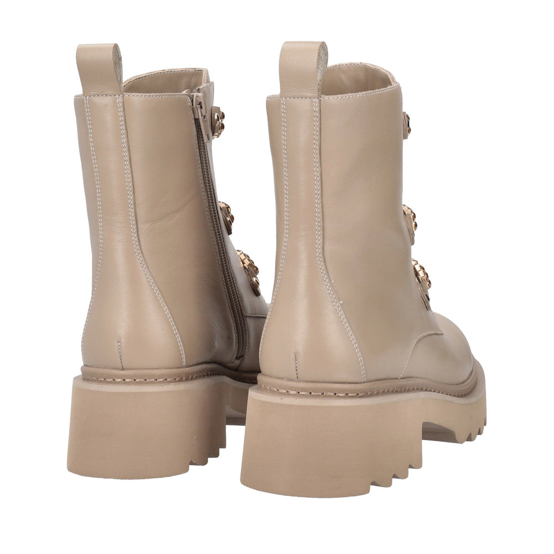 BEIGE SHASTA ANKLE BOOT WITH RHINESTONE ACCESSORY