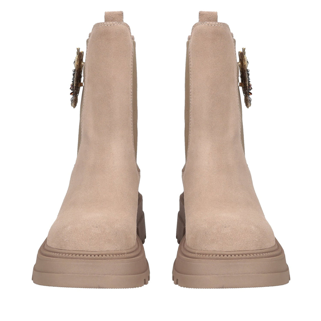 BEIGE SUNVALLEY ANKLE BOOT WITH OWL ACCESSORY