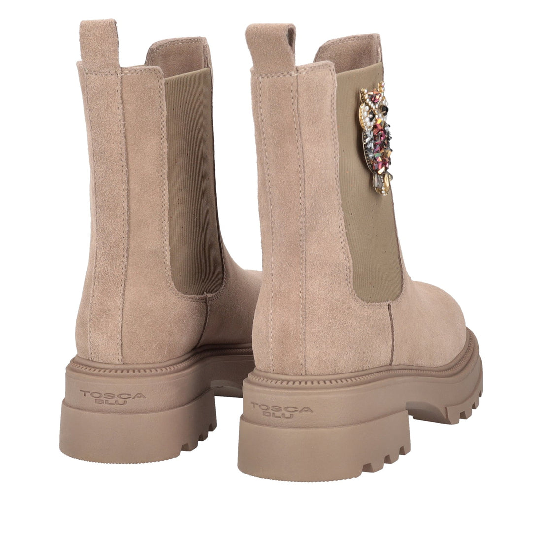 BEIGE SUNVALLEY ANKLE BOOT WITH OWL ACCESSORY