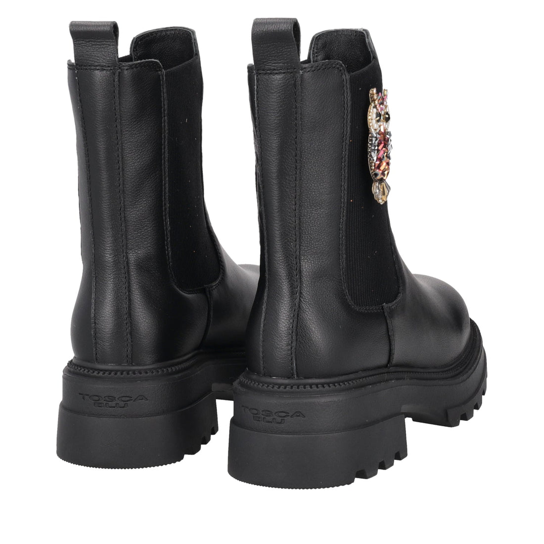 BLACK SUNVALLEY ANKLE BOOT WITH OWL ACCESSORY