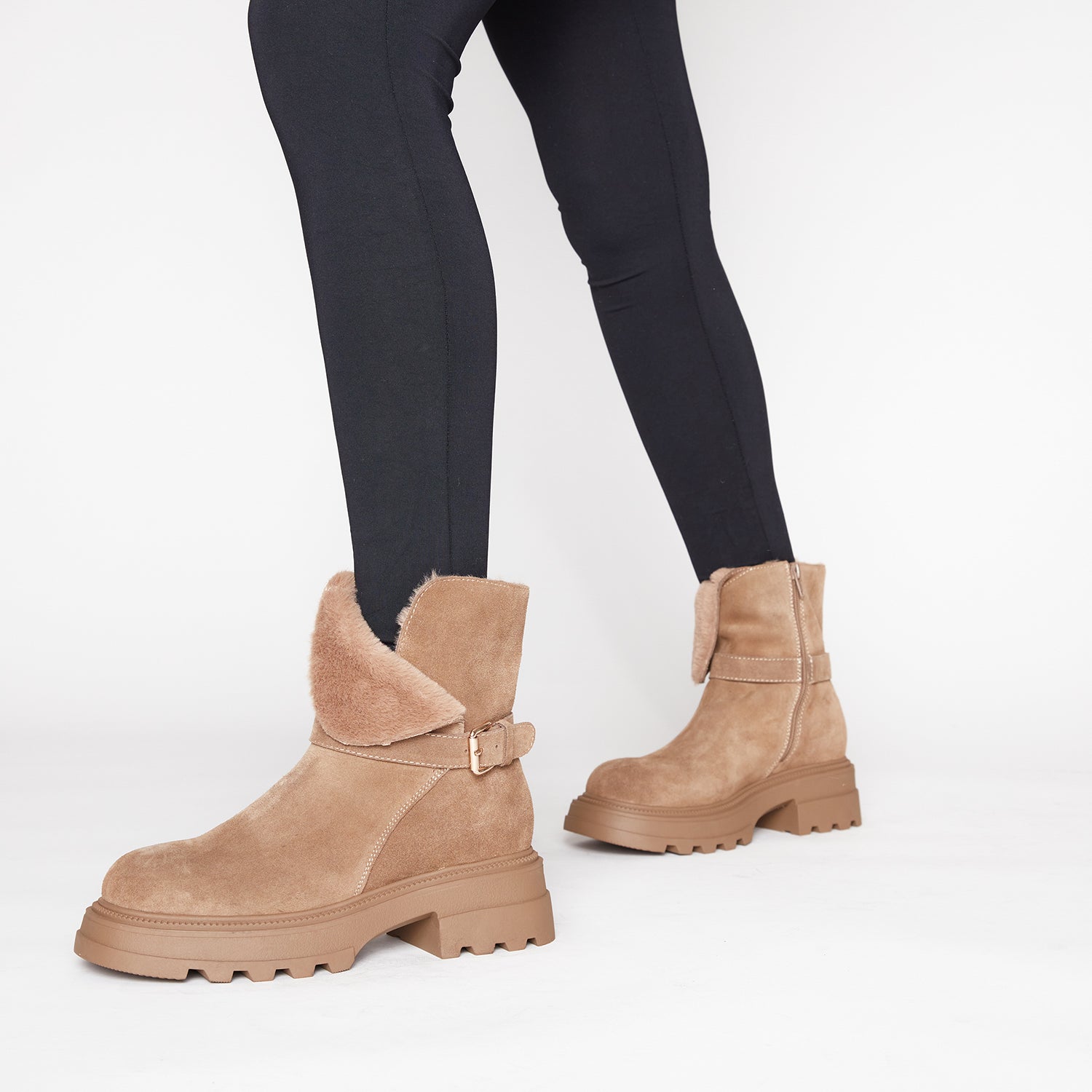 COFFEE SUNVALLEY LEATHER ANKLE BOOT