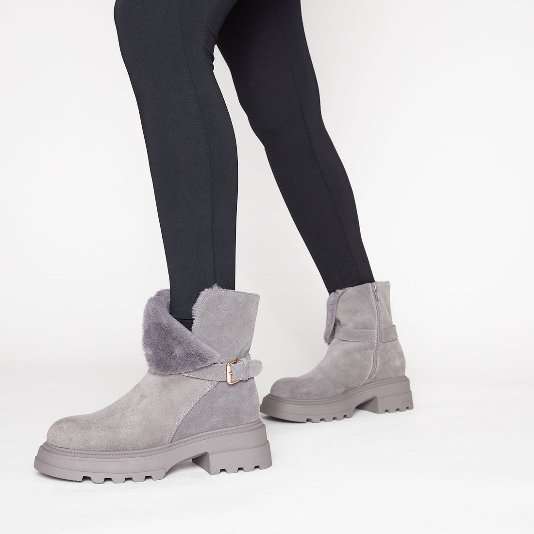 DARK GREY SUNVALLEY LEATHER ANKLE BOOT