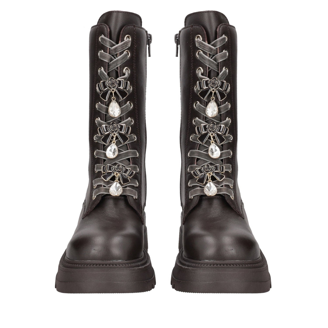 DARK BROWN SUNVALLEY LEATHER LACED BOOTS