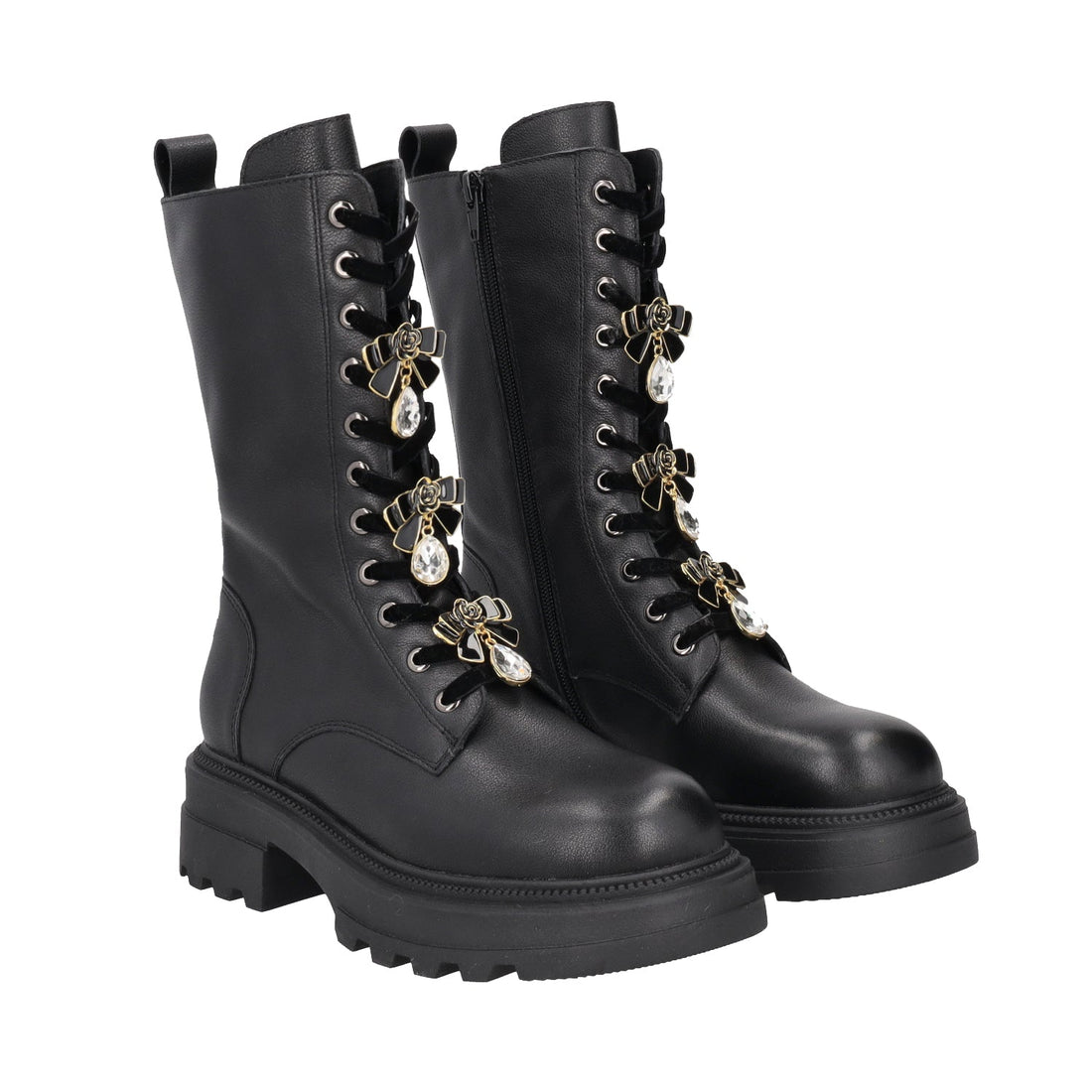 BLACK SUNVALLEY LEATHER LACED BOOTS