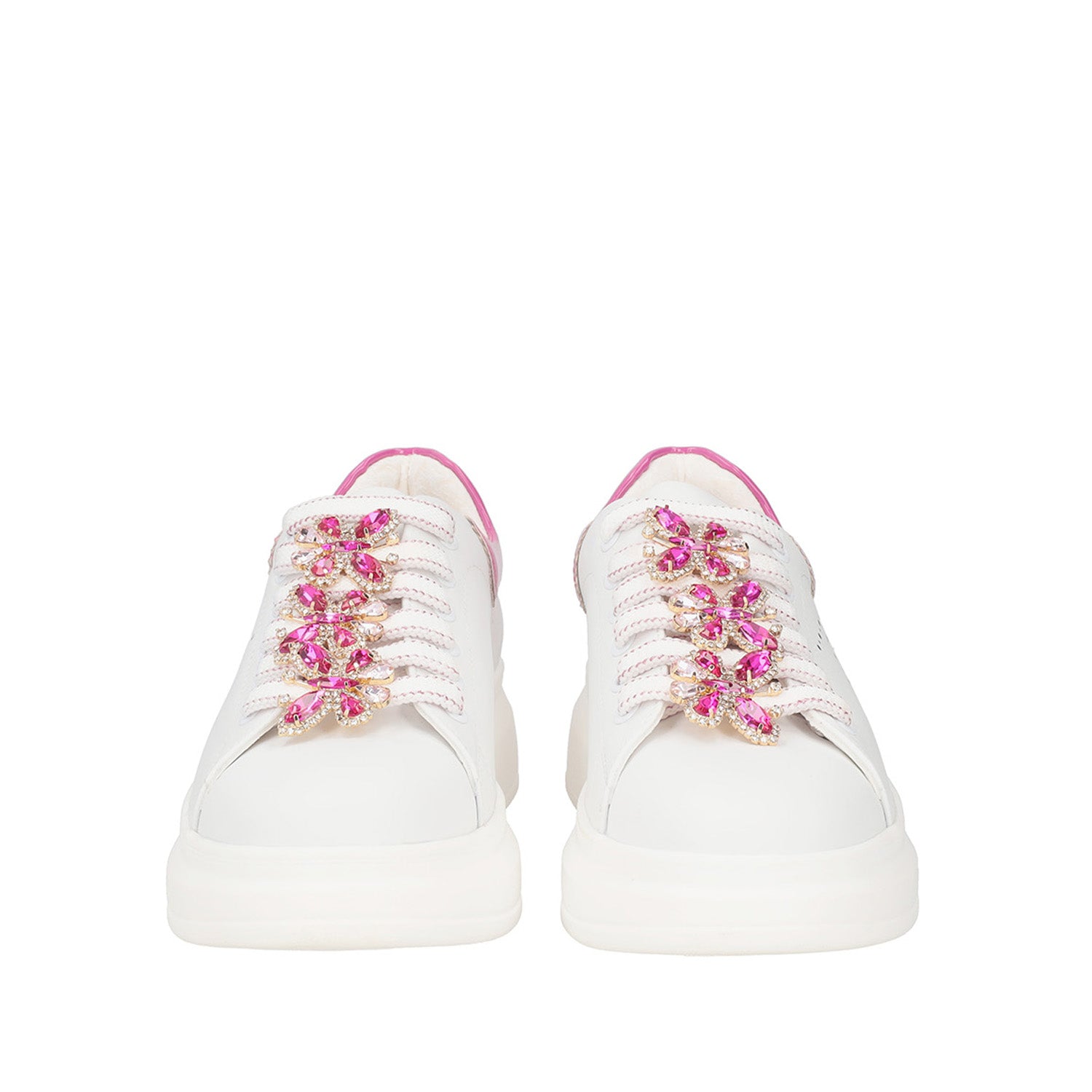 WHITE/FUXIA GLAMOUR SNEAKER WITH BUTTERFLY ACCESSORY | Tosca Blu