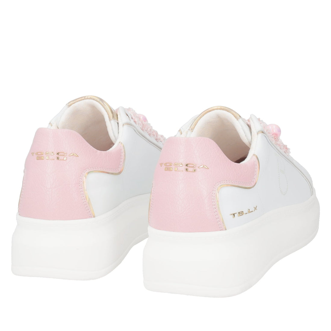 Sneaker Bellatrix con perle effetto boreale colore bianco/rosa