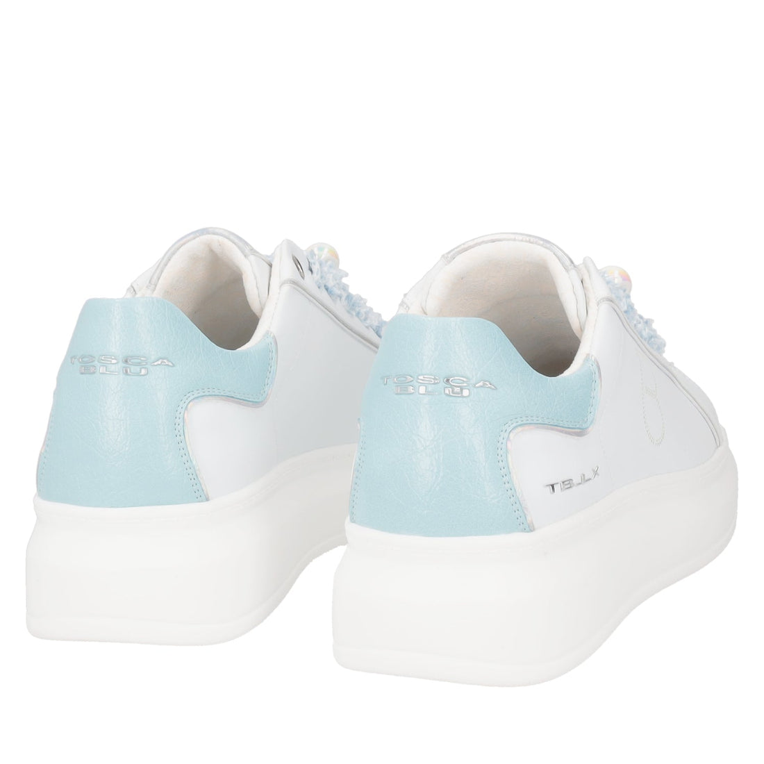 BIANCO/AZZURRO BELLATRIX SNEAKER WITH BOREAL EFFECT PEARLS