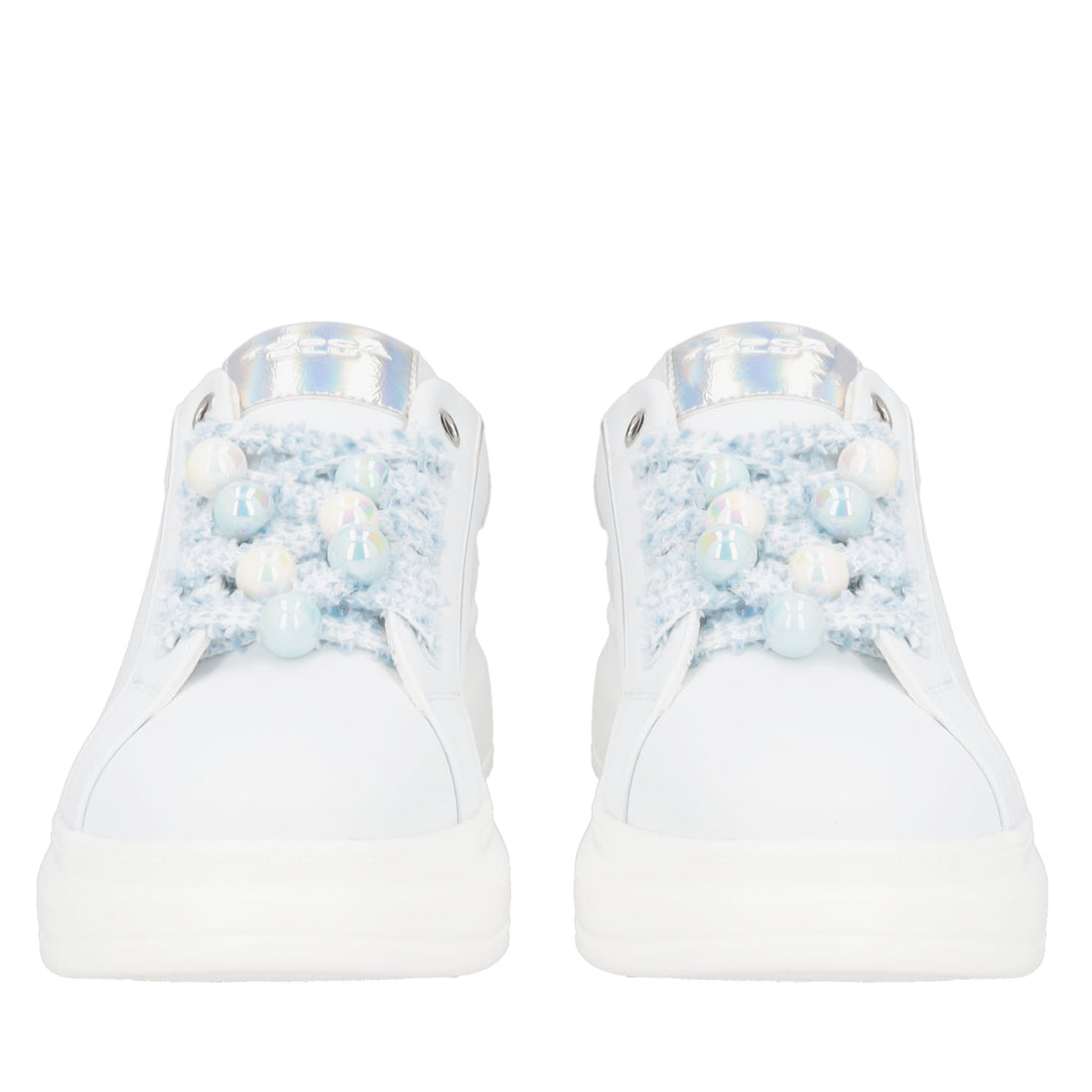 BIANCO/AZZURRO BELLATRIX SNEAKER WITH BOREAL EFFECT PEARLS