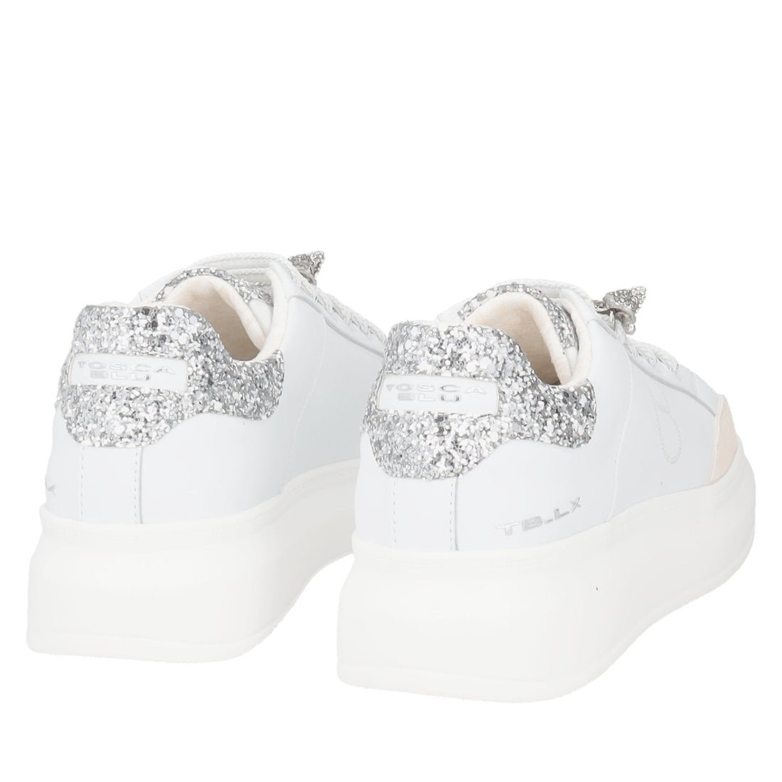 WHITE/SILVER BELLATRIX SNEAKER WITH RHINESTONE ACCESSORY