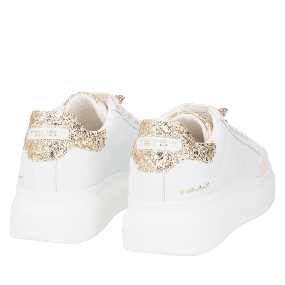 WHITE/GOLD BELLATRIX SNEAKER WITH RHINESTONE ACCESSORY