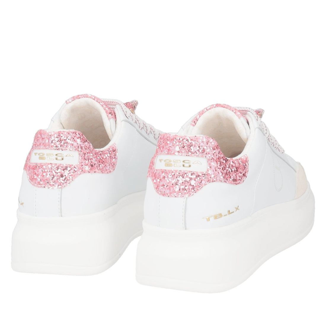 WHITE/FUCSIA BELLATRIX SNEAKER WITH RHINESTONE ACCESSORY