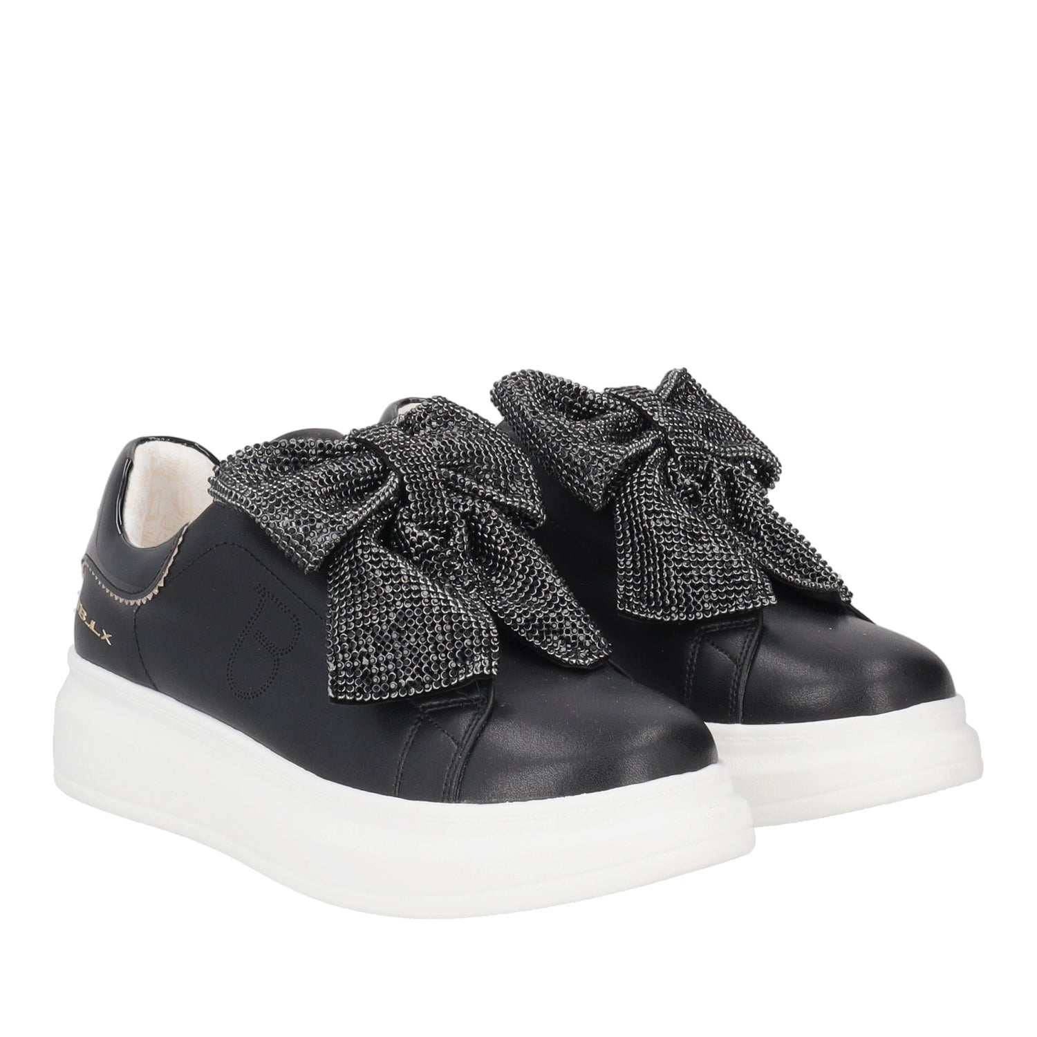 BLACK BELLATRIX SNEAKER WITH MAXI RHINESTONE BOW