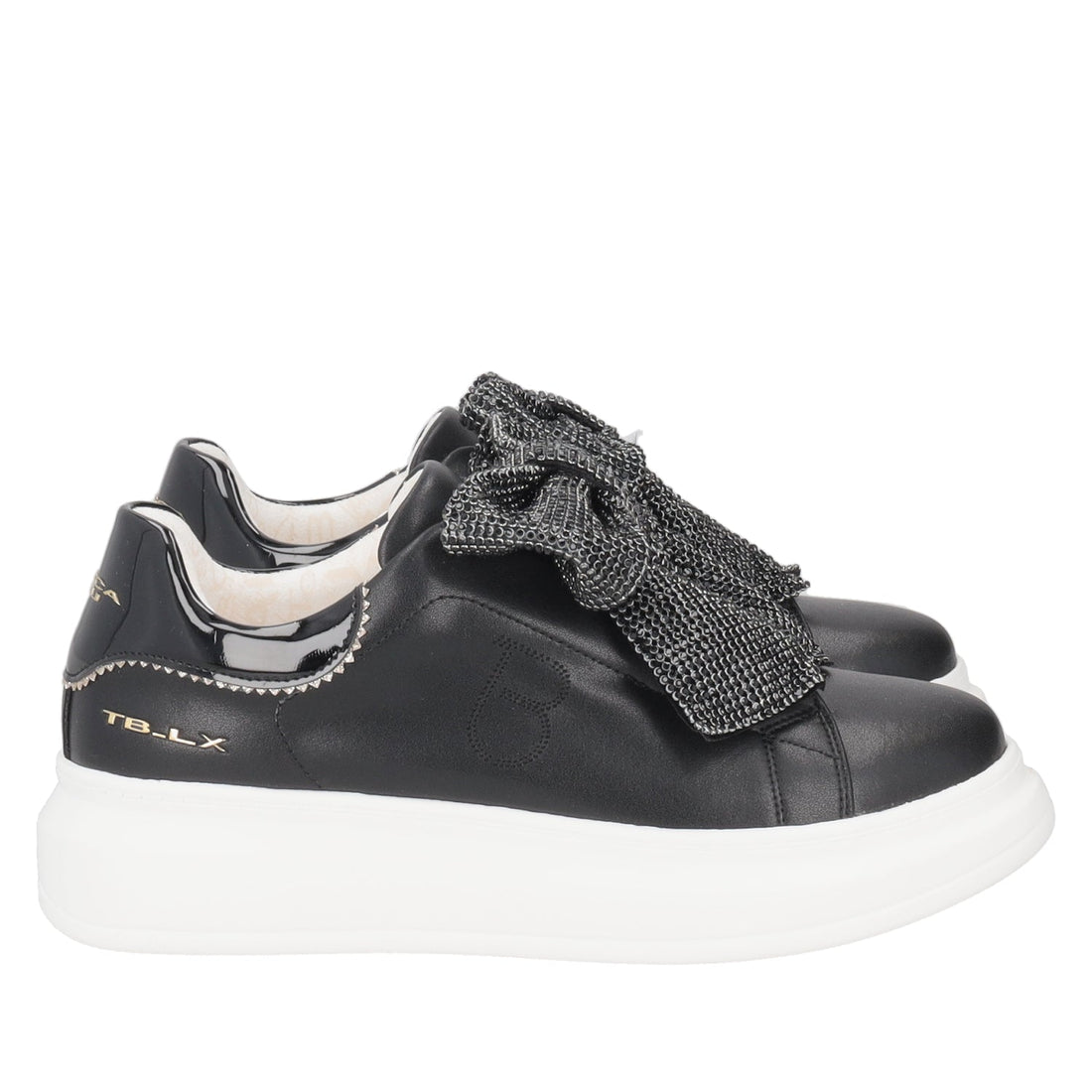 BLACK BELLATRIX SNEAKER WITH MAXI RHINESTONE BOW