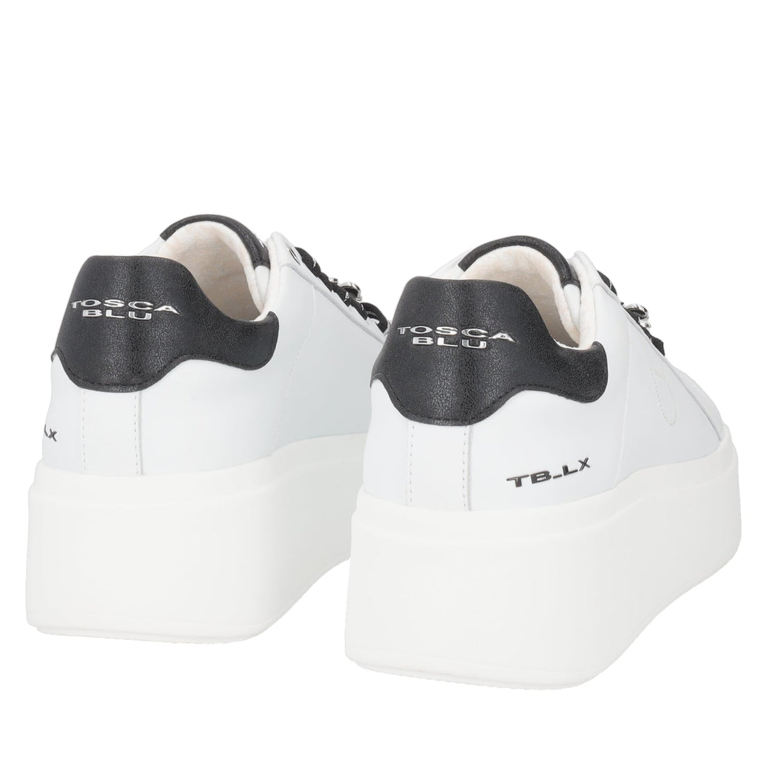 WHITE/BLACK SNEAKER ELETTRA WITH RHINESTONE FLOWERS