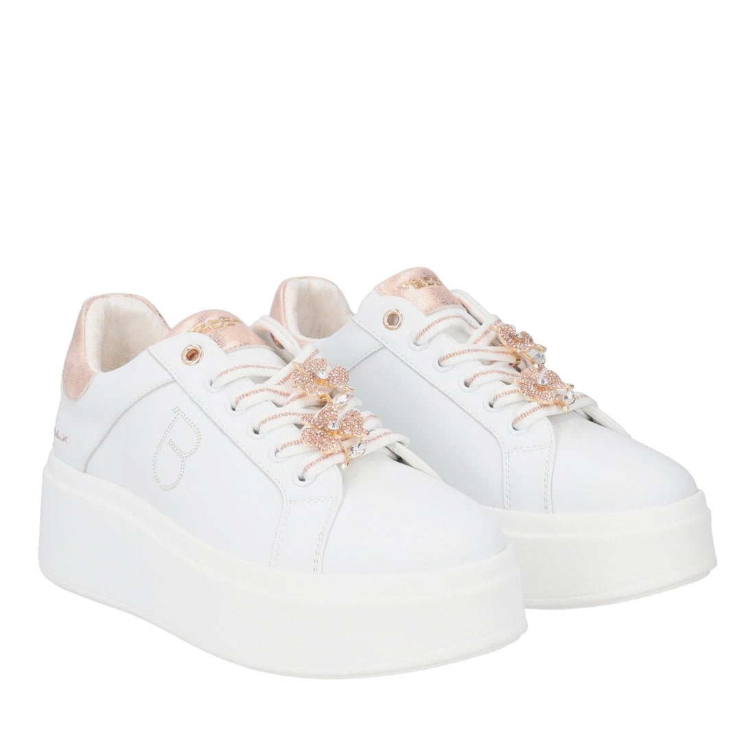 BIANCO/CIPRIA SNEAKER ELETTRA WITH RHINESTONE FLOWERS