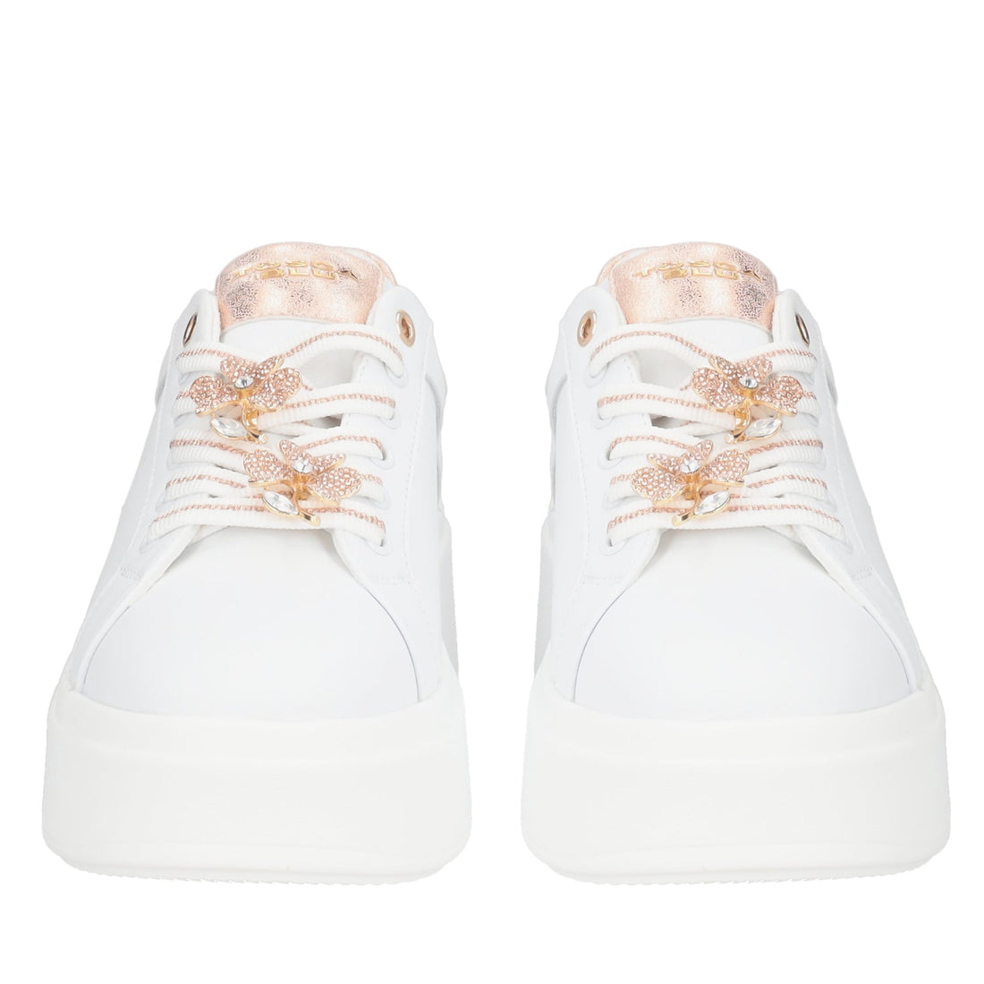 BIANCO/CIPRIA SNEAKER ELETTRA WITH RHINESTONE FLOWERS