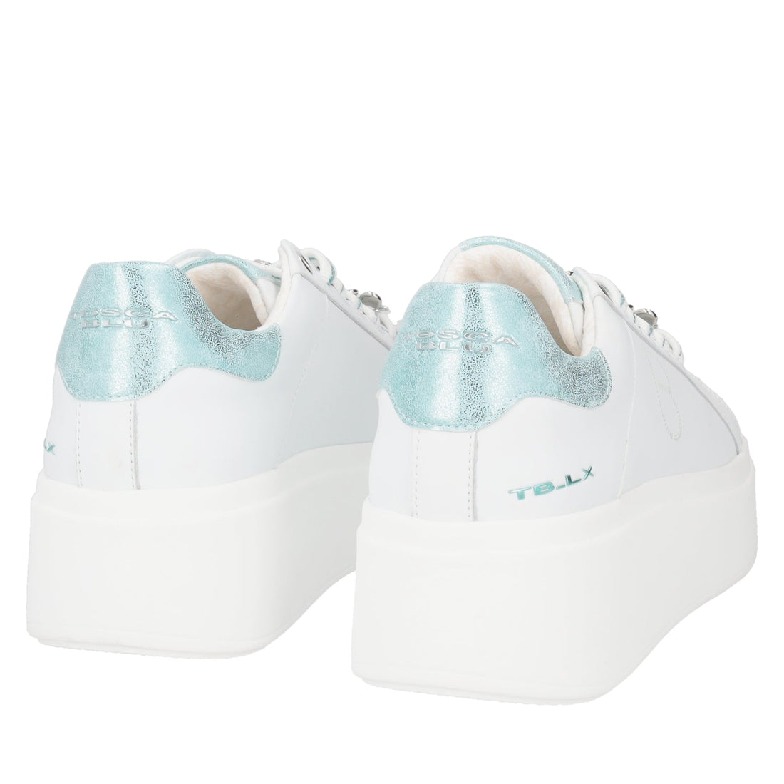 BIANCO/VERDINO SNEAKER ELETTRA WITH RHINESTONE FLOWERS