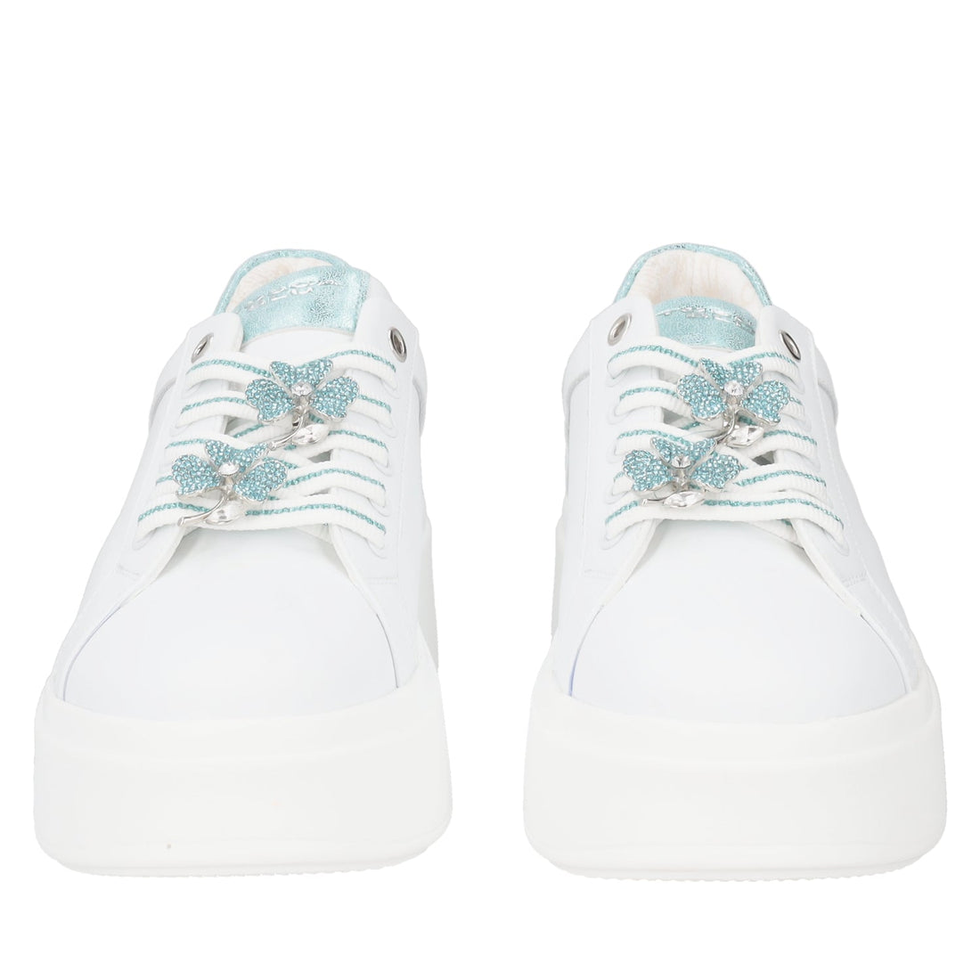 BIANCO/VERDINO SNEAKER ELETTRA WITH RHINESTONE FLOWERS