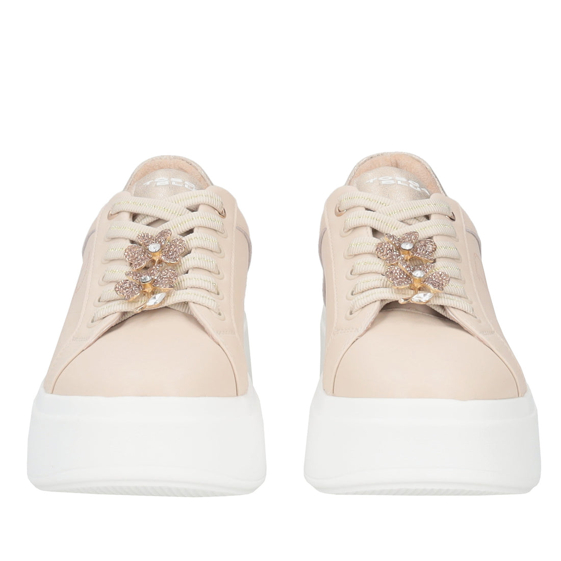 BEIGE SNEAKER ELETTRA WITH RHINESTONE FLOWERS