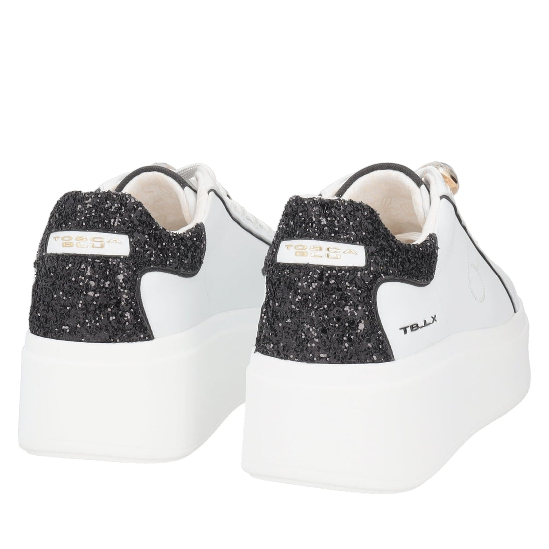 WHITE/BLACK ELETTRA SNEAKER WITH JEWEL ACCESSORIES