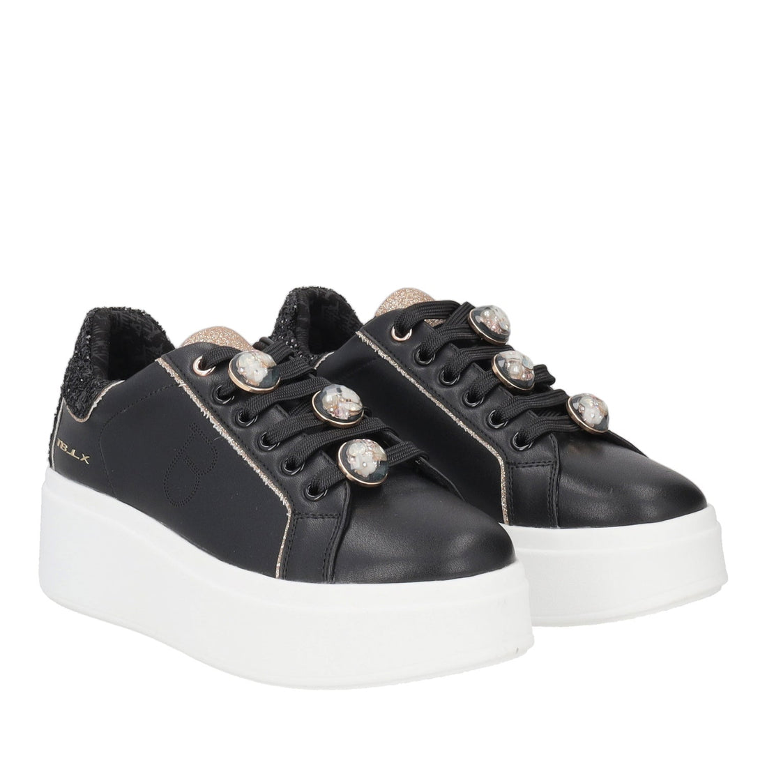 BLACK ELETTRA SNEAKER WITH JEWEL ACCESSORIES