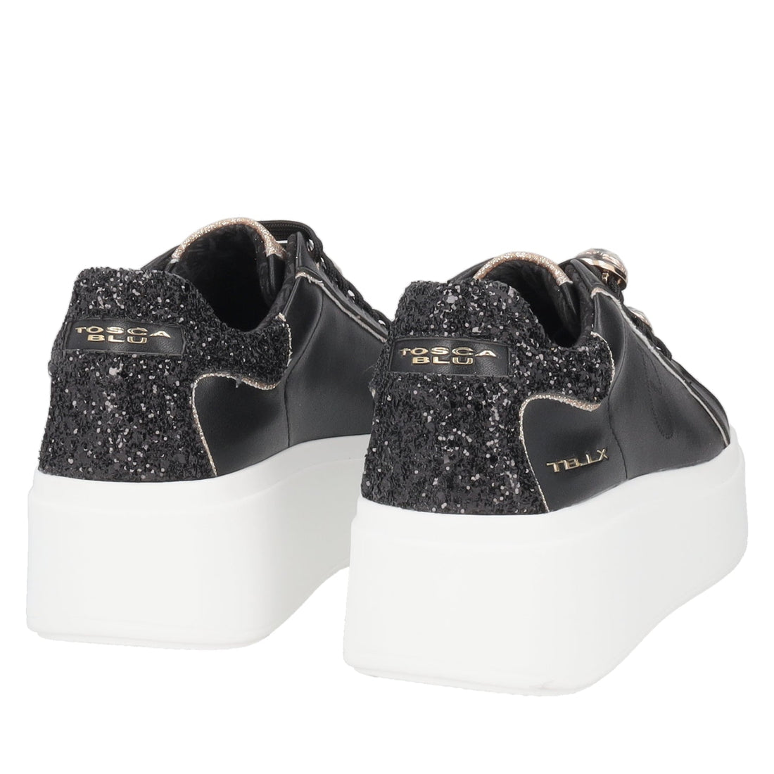 BLACK ELETTRA SNEAKER WITH JEWEL ACCESSORIES