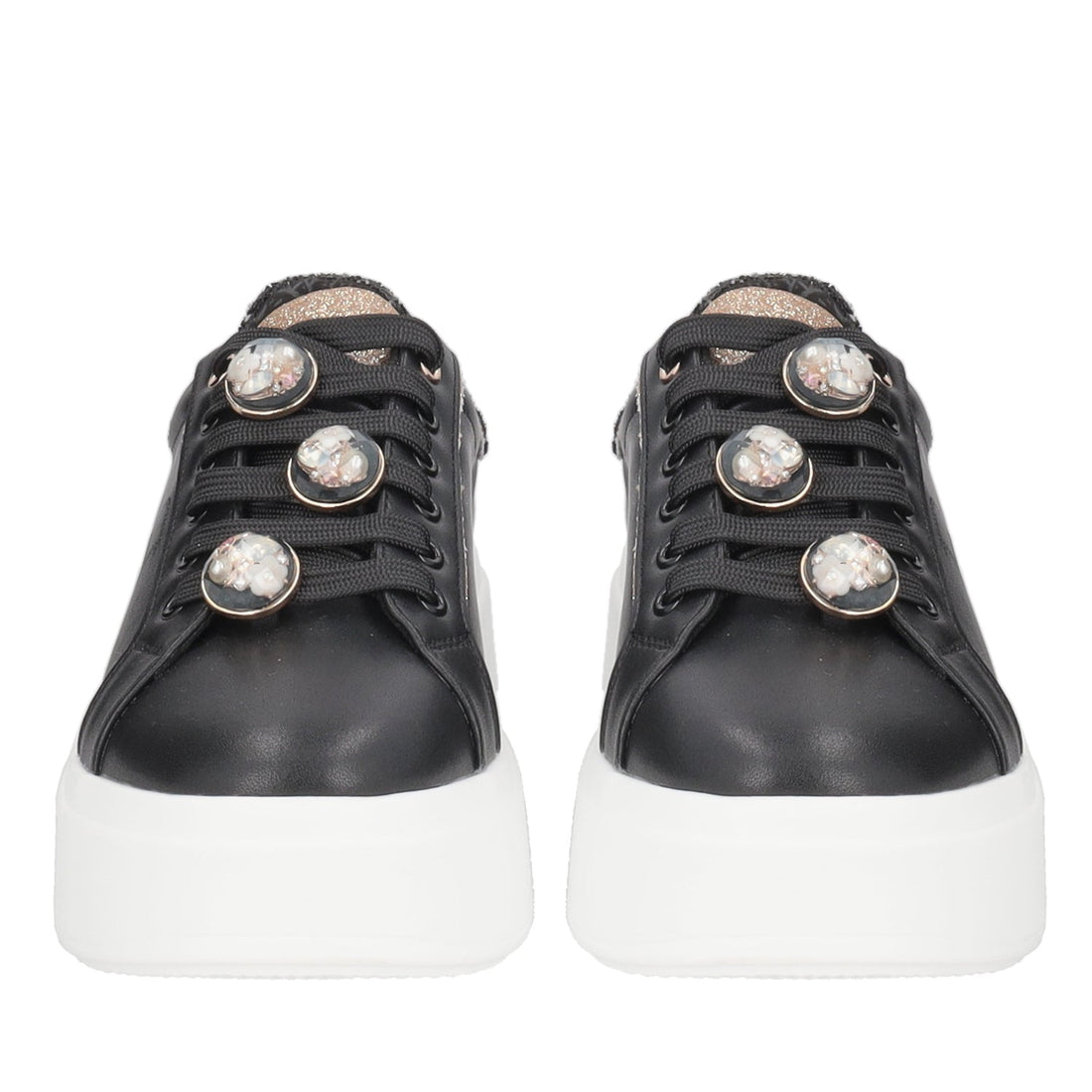 BLACK ELETTRA SNEAKER WITH JEWEL ACCESSORIES