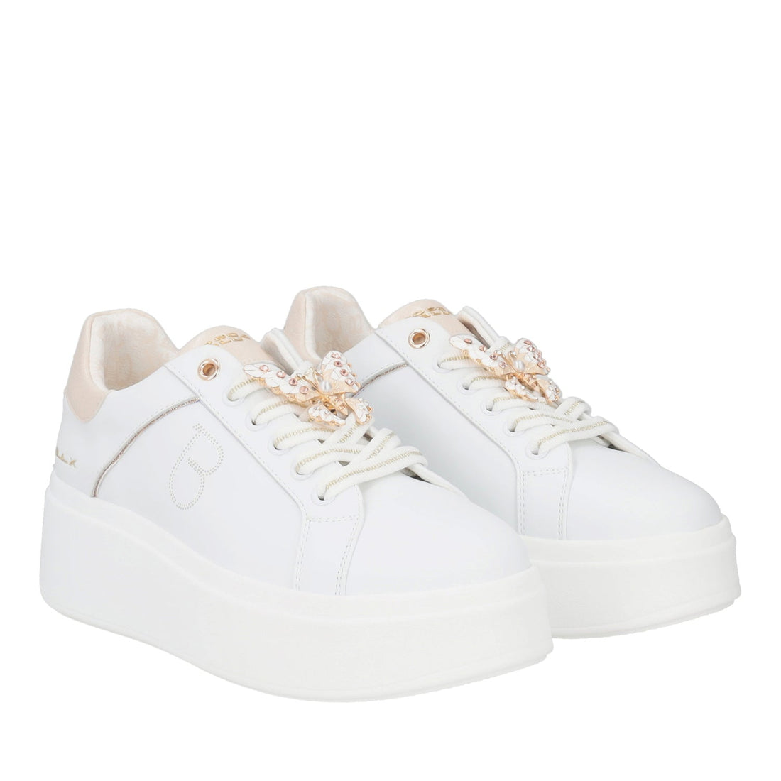 WHITE/GOLD SNEAKER ELETTRA WITH RHINESTONE BUTTERFLIES