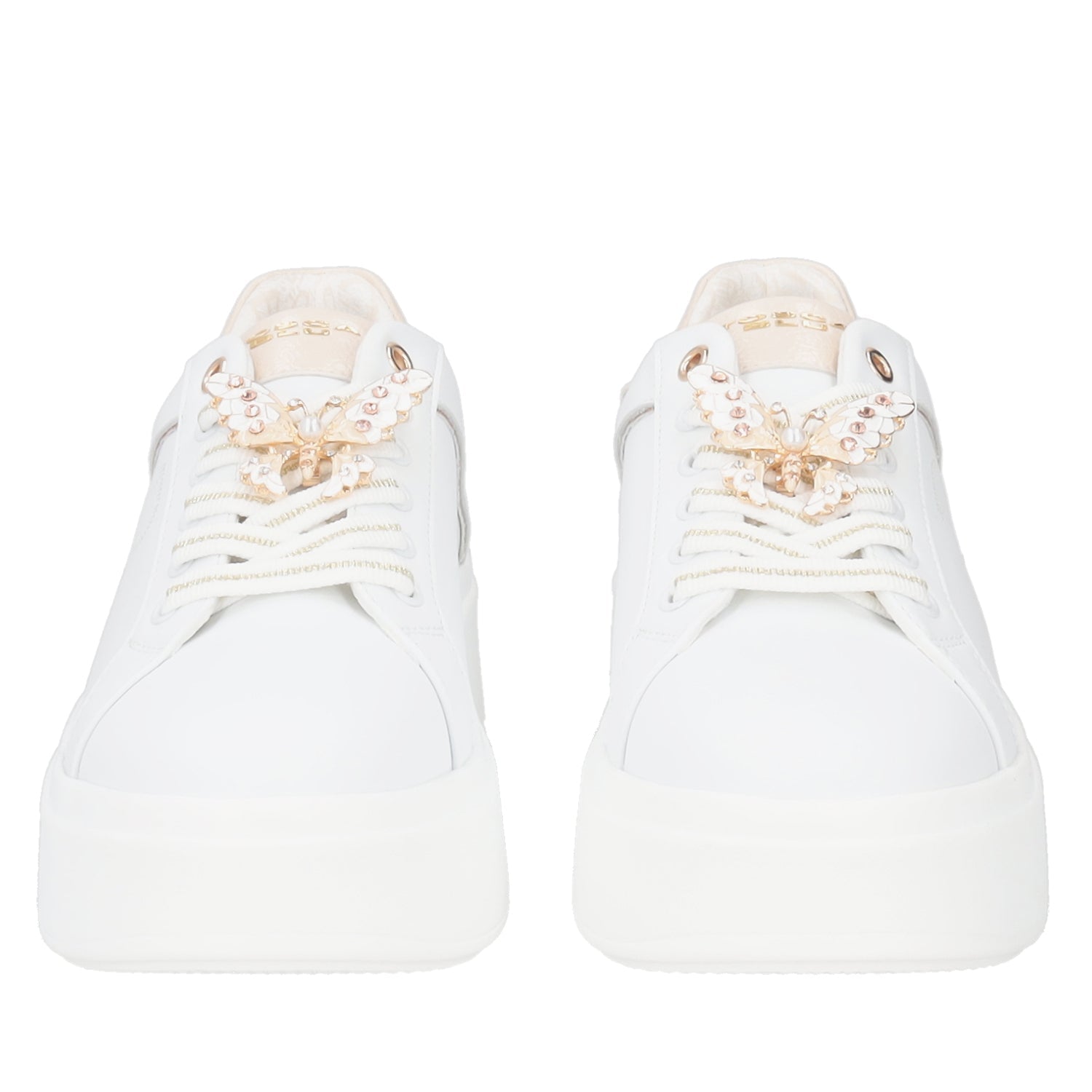 WHITE/GOLD SNEAKER ELETTRA WITH RHINESTONE BUTTERFLIES