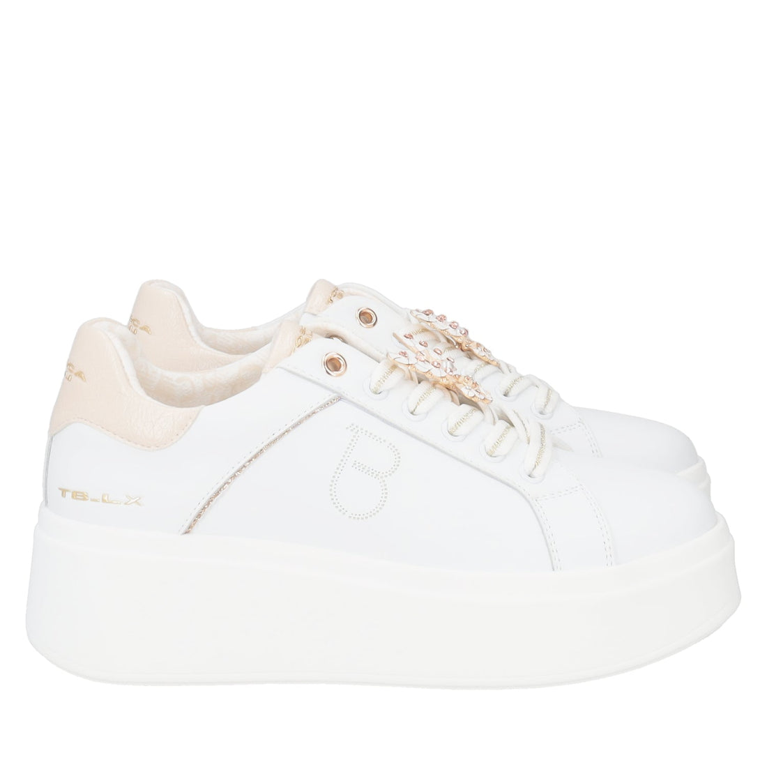 WHITE/GOLD SNEAKER ELETTRA WITH RHINESTONE BUTTERFLIES