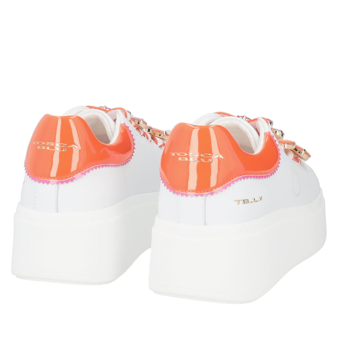 BIANCO/ARANCIONE ELECTRA SNEAKER WITH MAXI COLORFUL FLOWERS