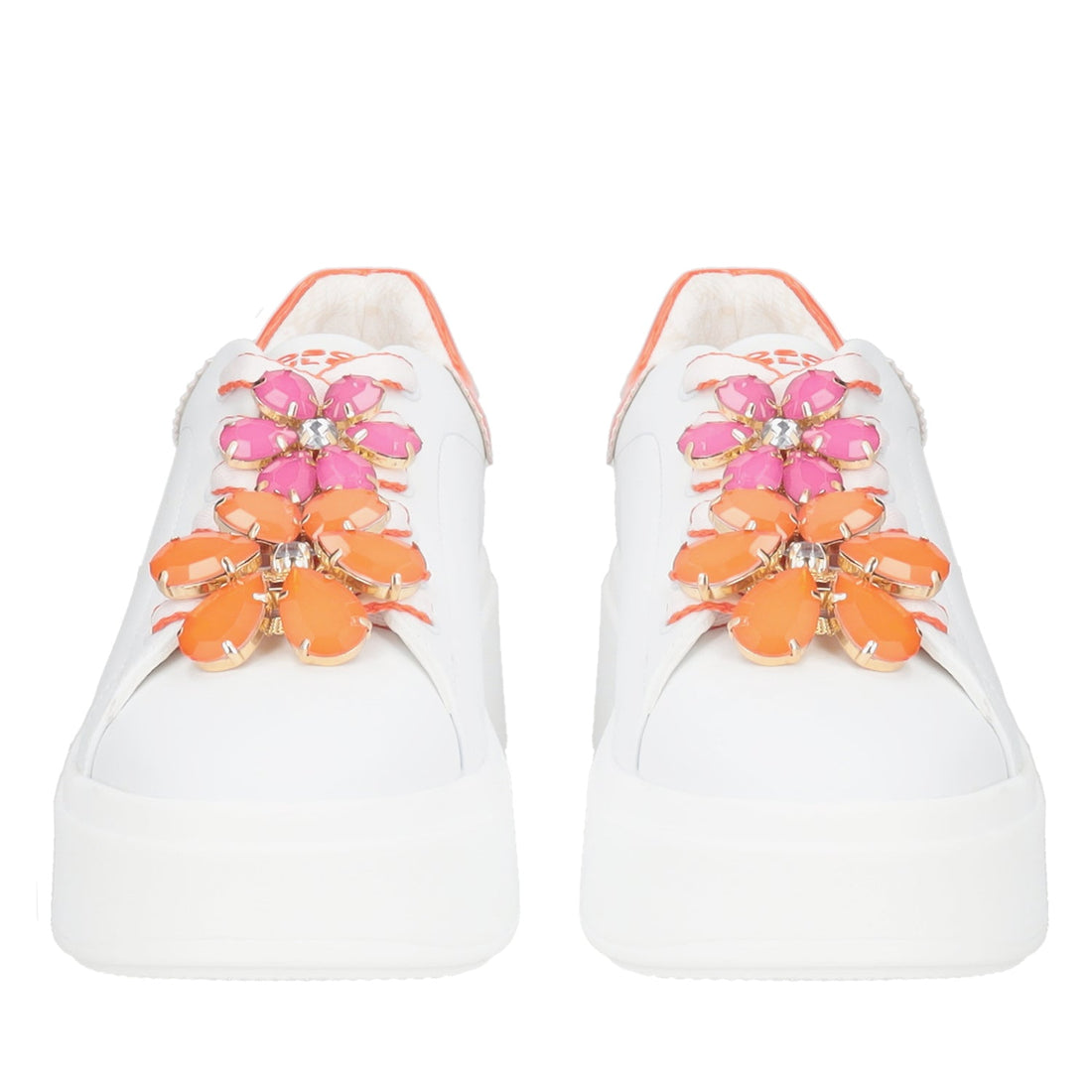 BIANCO/ARANCIONE ELECTRA SNEAKER WITH MAXI COLORFUL FLOWERS