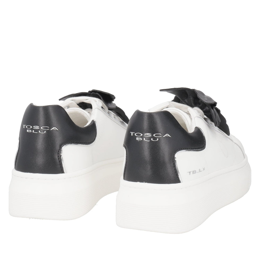 WHITE/BLACK FENICE SNEAKER WITH SOFT LEATHER FLOWER