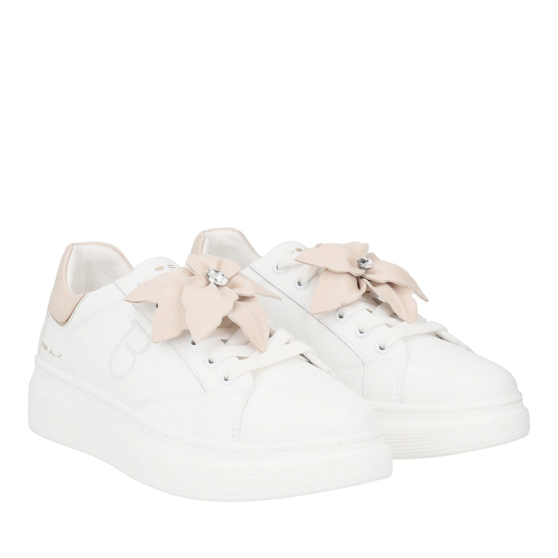 BIANCO/BEIGE FENICE SNEAKER WITH SOFT LEATHER FLOWER