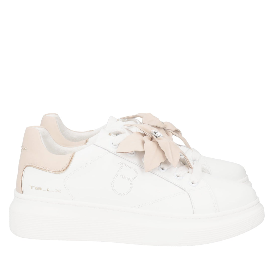 BIANCO/BEIGE FENICE SNEAKER WITH SOFT LEATHER FLOWER