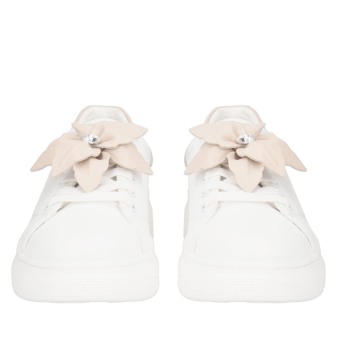 BIANCO/BEIGE FENICE SNEAKER WITH SOFT LEATHER FLOWER