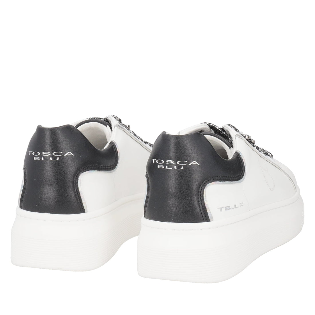 WHITE/BLACK FENICE LEATHER SNEAKER WITH BUTTERFLY