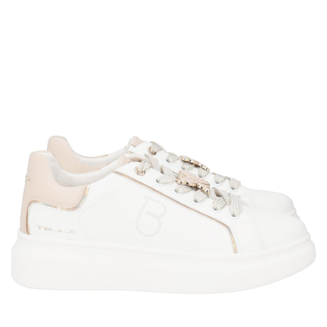 BIANCO/BEIGE FENICE LEATHER SNEAKER WITH BUTTERFLY