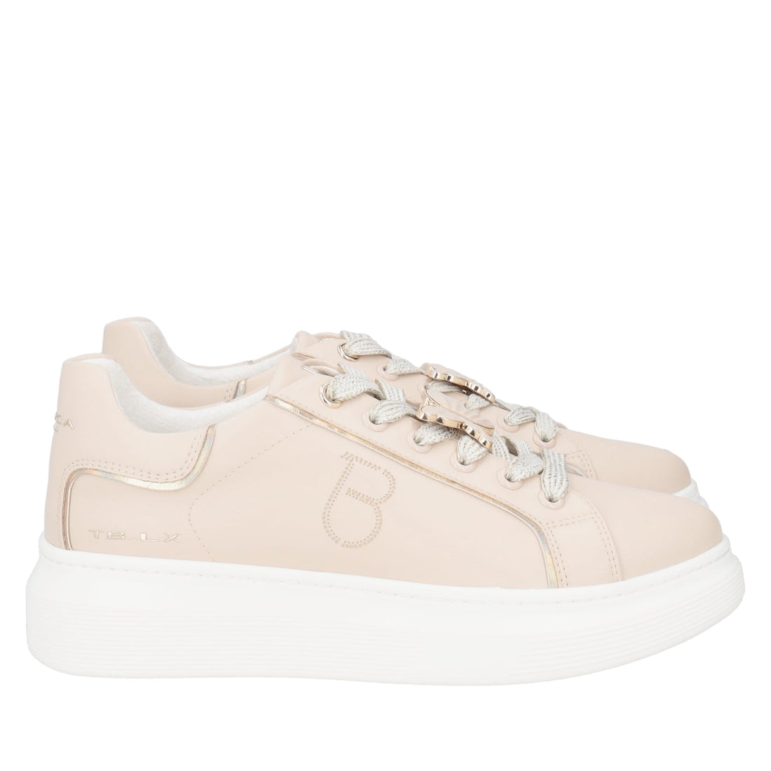 BEIGE FENICE LEATHER SNEAKER WITH BUTTERFLY