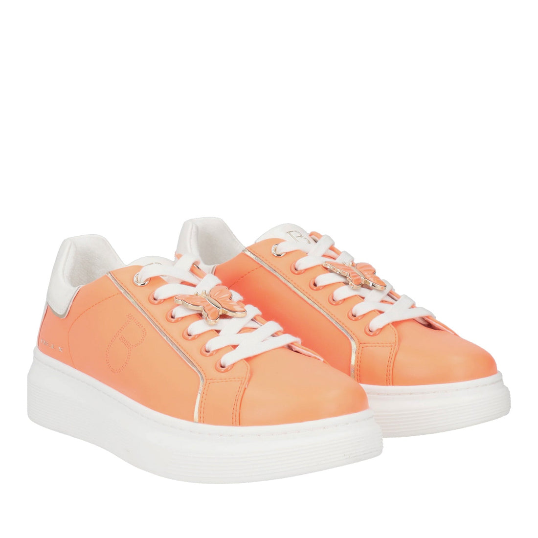 ORANGE FENICE LEATHER SNEAKER WITH BUTTERFLY