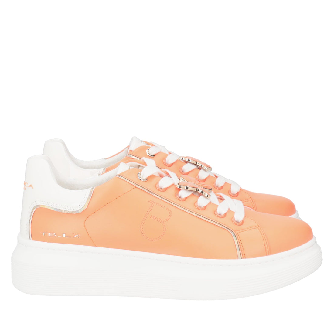 ORANGE FENICE LEATHER SNEAKER WITH BUTTERFLY