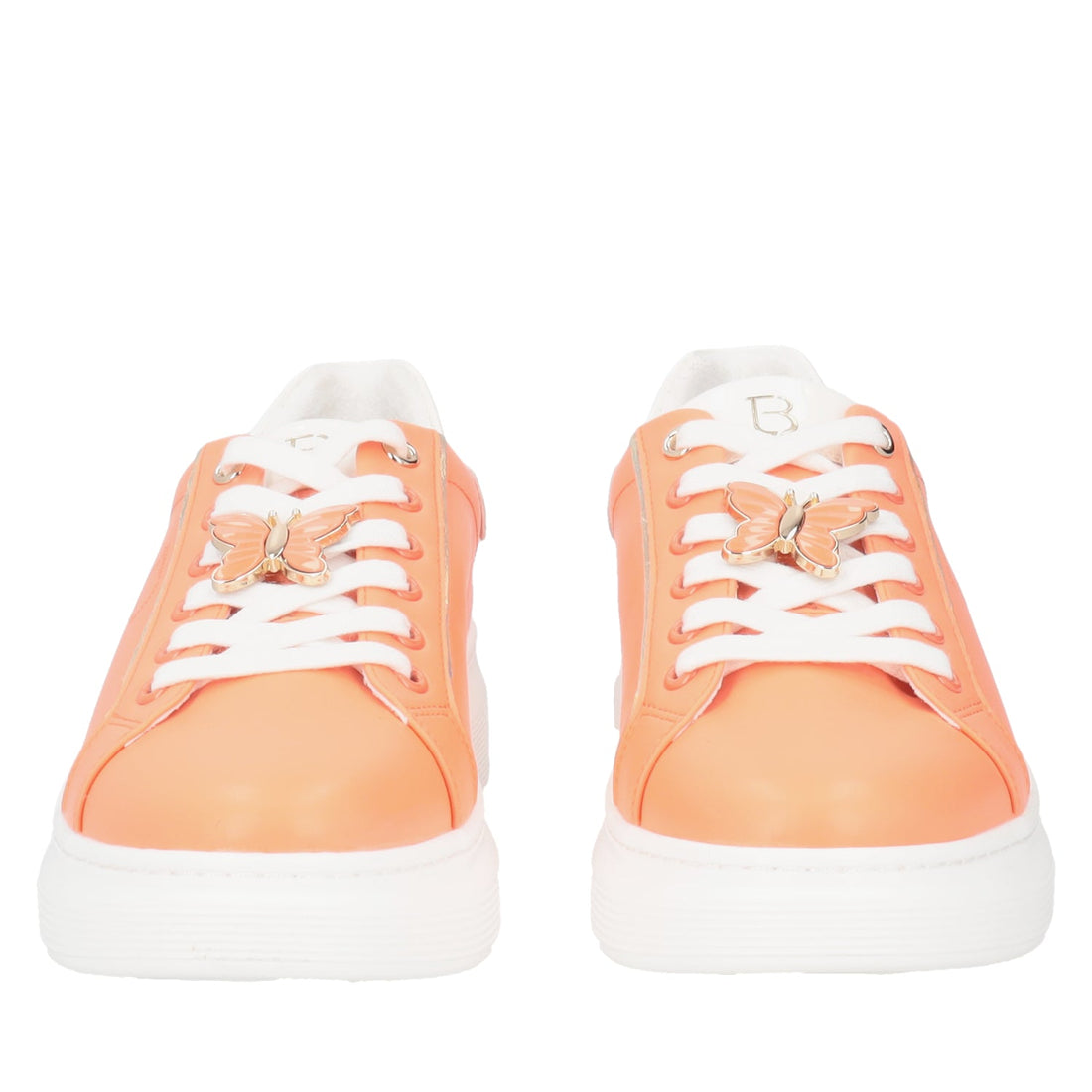 ORANGE FENICE LEATHER SNEAKER WITH BUTTERFLY