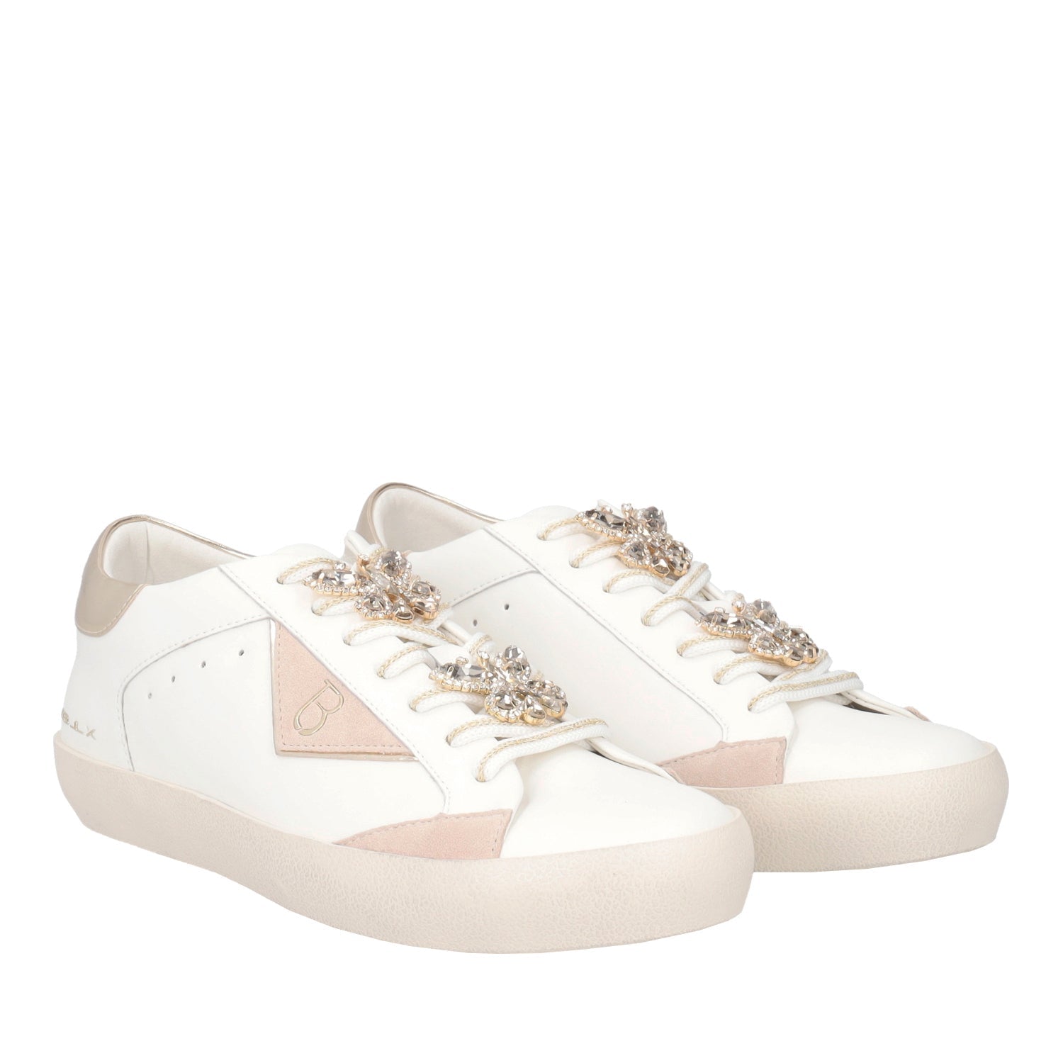 LATTE/ORO SIRIUS SNEAKER WITH JEWEL BUTTERFLIES