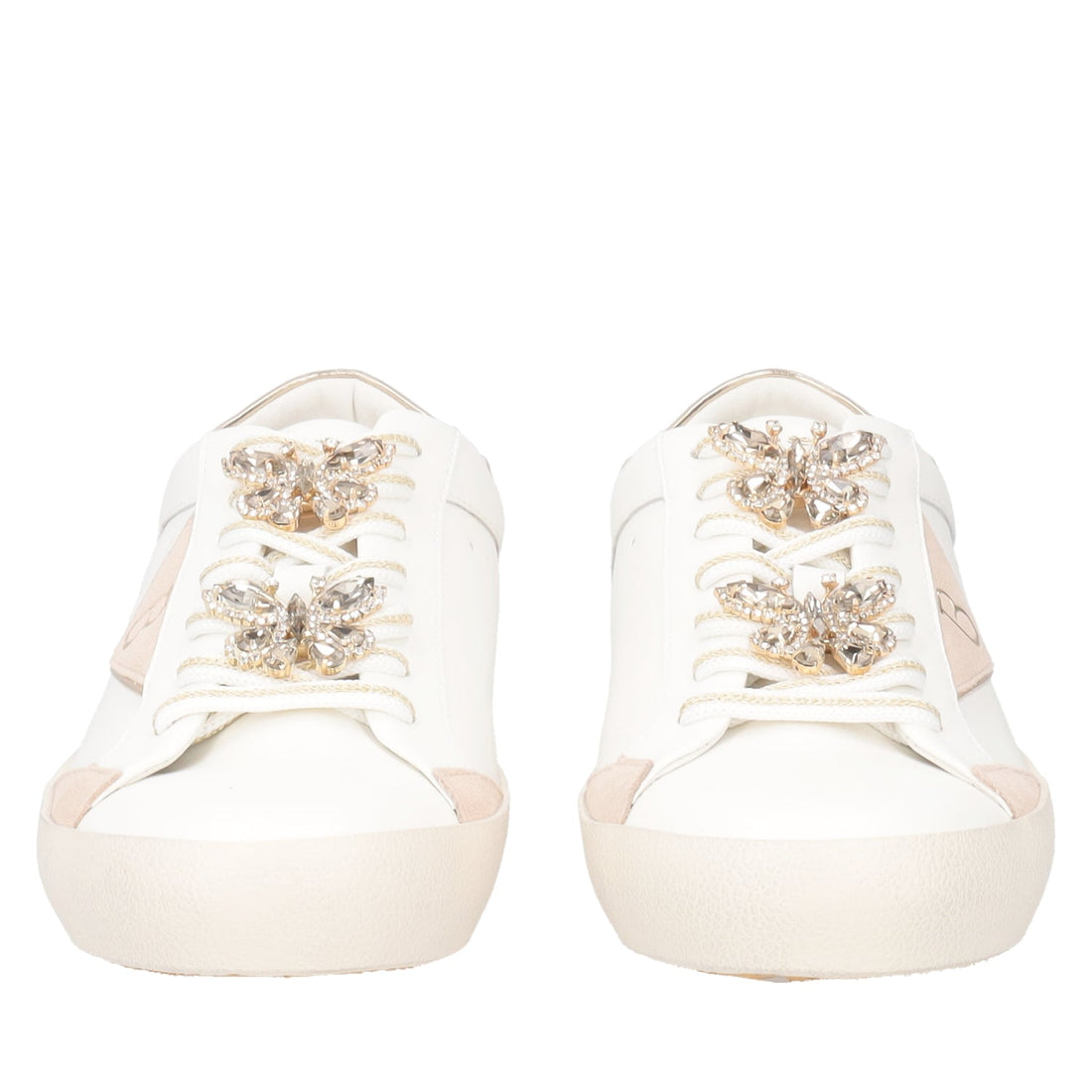 LATTE/ORO SIRIUS SNEAKER WITH JEWEL BUTTERFLIES